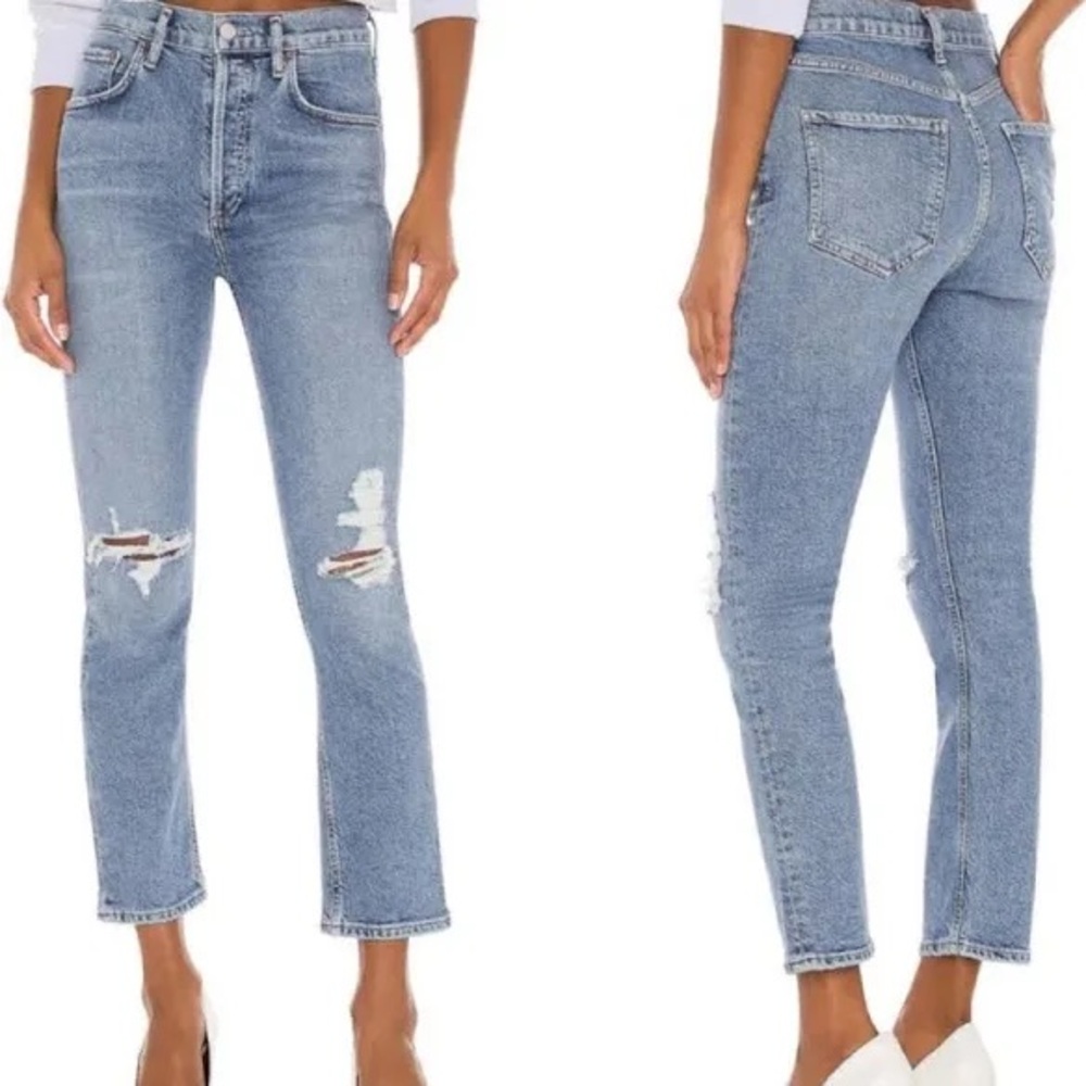 AGOLDE RILEY DISTRESSED KNWW BUTTON FLY JEANS 27